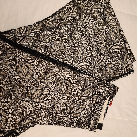 V Cristina Pants - V Cristina brand black lace, nude lined. Wide leg pants sz 12
